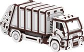 Mr. Playwood Garbage Truck - 3D houten puzzel - Bouwpakket hout - DIY - Knutselen - Miniatuur - 77 onderdelen