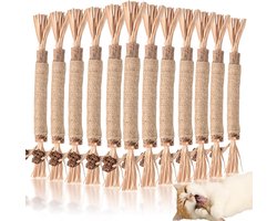 Kattenkruid sticks - 12x stuks - kattenkruid, speelgoed, kattensticks, matabi stokjes kat kauwhout, kattenkruid, tandverzorging, kattenkruid, speelgoed voor katten, tandverzorging en tegen slechte adem