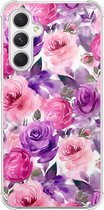 Casimoda® hoesje - Geschikt voor Samsung Galaxy A54 - Rosy Blooms - Shockproof case - Extra sterk - TPU/polycarbonaat - Roze, Transparant