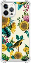 Casimoda® hoesje - Geschikt voor iPhone 12 Pro Max - Zonnebloemen / Bloemen - Shockproof case - Extra sterk - TPU/polycarbonaat - Multi, Transparant