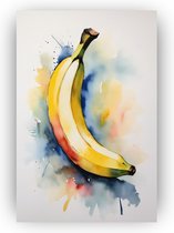 Banaan in aquarel schilderij - Waterverf glasschilderij - Schilderij op glas keuken - Landelijke schilderijen - Plexiglas - Kunst - 60 x 90 cm 5mm