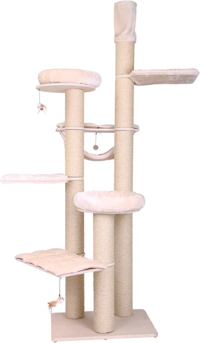 Krabpaal katten - beige - krabmeubel - krabpaal groot - kattenmeubel - 6 Niveaus en totaal 7 ligplekken – foto 6