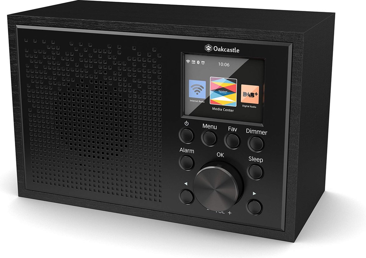 Beroli - Oakcastle IR100 DAB Plus Radio/WLAN-radio met Bluetooth, Spotify Connect, dubbele wekker, line-in, app-besturing en kleurendisplay