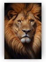 Leeuw portret - Leeuw canvas schilderij - Canvas schilderijen wilde dieren - Schilderij vintage - Canvas schilderijen woonkamer - Woondecoratie - 100 x 150 cm 18mm