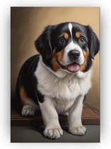 Hond portret - Huisdier schilderijen canvas - Schilderijen hond - Wanddecoratie industrieel - Canvas - Woonkamer decoratie - 60 x 90 cm 18mm