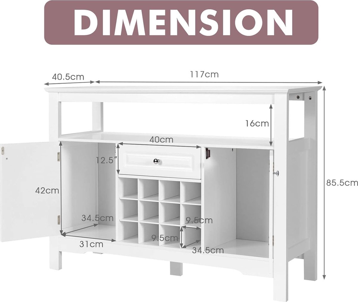 Buffetkast met Veel Opbergruimte – Dressoir in Landhuisstijl – Kabelbe – De Vries Meubels