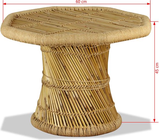 Table basse octogonale 60x60x45 cm bambou