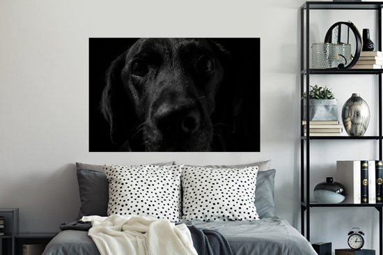 Muurstickers - Sticker Folie - Hond - Huisdier - Zwart - 120x80 cm - Plakfolie - Muurstickers Kinderkamer - Zelfklevend Behang - Zelfklevend behangpapier - Stickerfolie