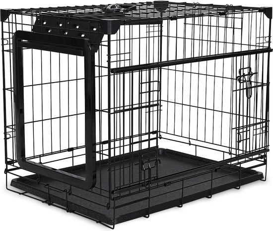 Duvoplus - Bench - Hond - Topline Draadkooi Schuif- & Vouwdeur 91x61x69cm Zwart - 1st