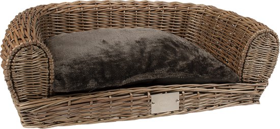 Duvo+ rieten Hondenbank met kussen maat S