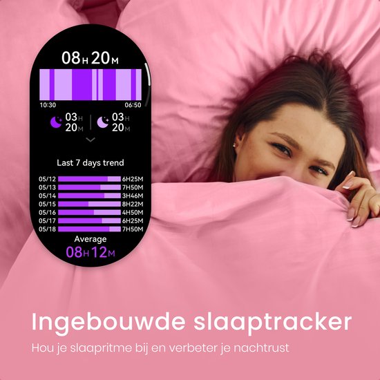 Maoo Ventura AMOLED Smartwatch Dames - RVS en 4x Siliconen Bandje - Stappenteller - Hartslagmeter - Slaapmonitor - Multisport - Geschikt voor Android en iOS - Zwart