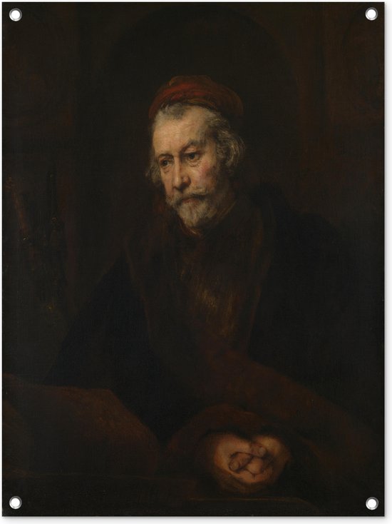 Tuinschilderij De apostel Paulus - Rembrandt van Rijn - 60x80 cm - Tuinposter - Tuindoek - Buitenposter