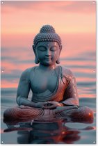 Muurdecoratie Boeddha - Beeld - Buddha - Water - Kunst - Boedha - 120x180 cm - Tuinposter - Tuindoek - Buitenposter