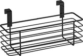 Slanke hangende mandorganizer om op te hangen aan lade of kastdeur Geschikt voor badkamer en keuken, zonder boren, gemaakt van gepoedercoat metaal, 24 x 11,5 x 10 cm, zwart