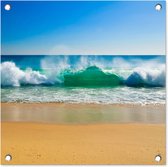 Tuinposters Zee - Golf - Strand - 50x50 cm - Tuindoek - Buitenposter