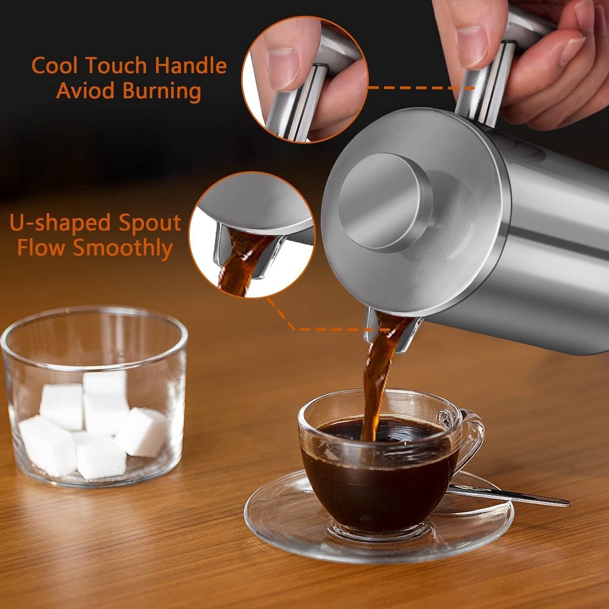 1Pc Koffie Thee Gieten Waterkoker Geïsoleerde Rvs ... - Grandado
