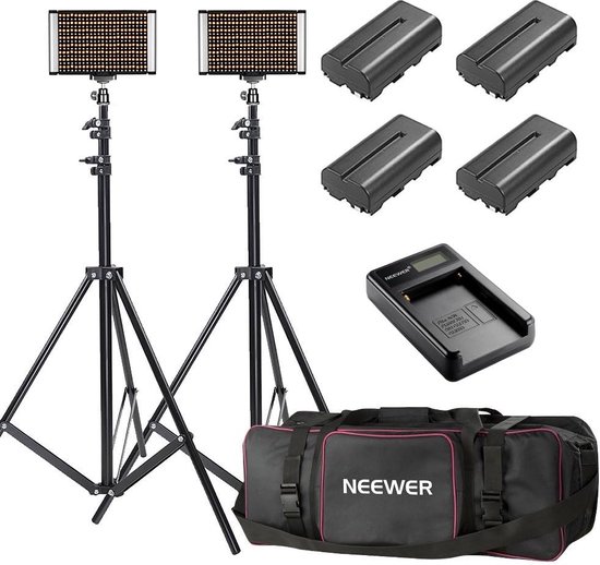 K&F CONCEPT NP-F550 2-pack 2600mAh batterijen en LED-oplader kit compatibel met Sony NP-F550 F570 F750 F770 F930 F950 F960 F970 voor LED-lampen/monitor/ camera-schuiver