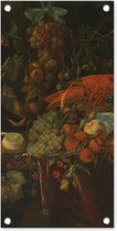 Tuinposter Stilleven met vruchten en een kreeft - Schilderij van Jan Davidsz. de Heem - 30x60 cm - Tuindoek - Buitenposter