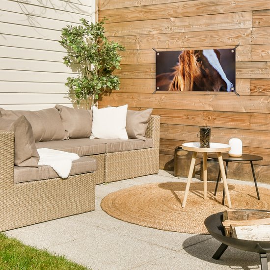 Poster de jardin Cheval - Léger - Fourrure - 60x30 cm - Toile de jardin - Poster extérieur