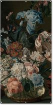 Schuttingposter Stilleven met bloemen - Schilderij van Cornelia van der Mijn - 100x200 cm - Tuindoek
