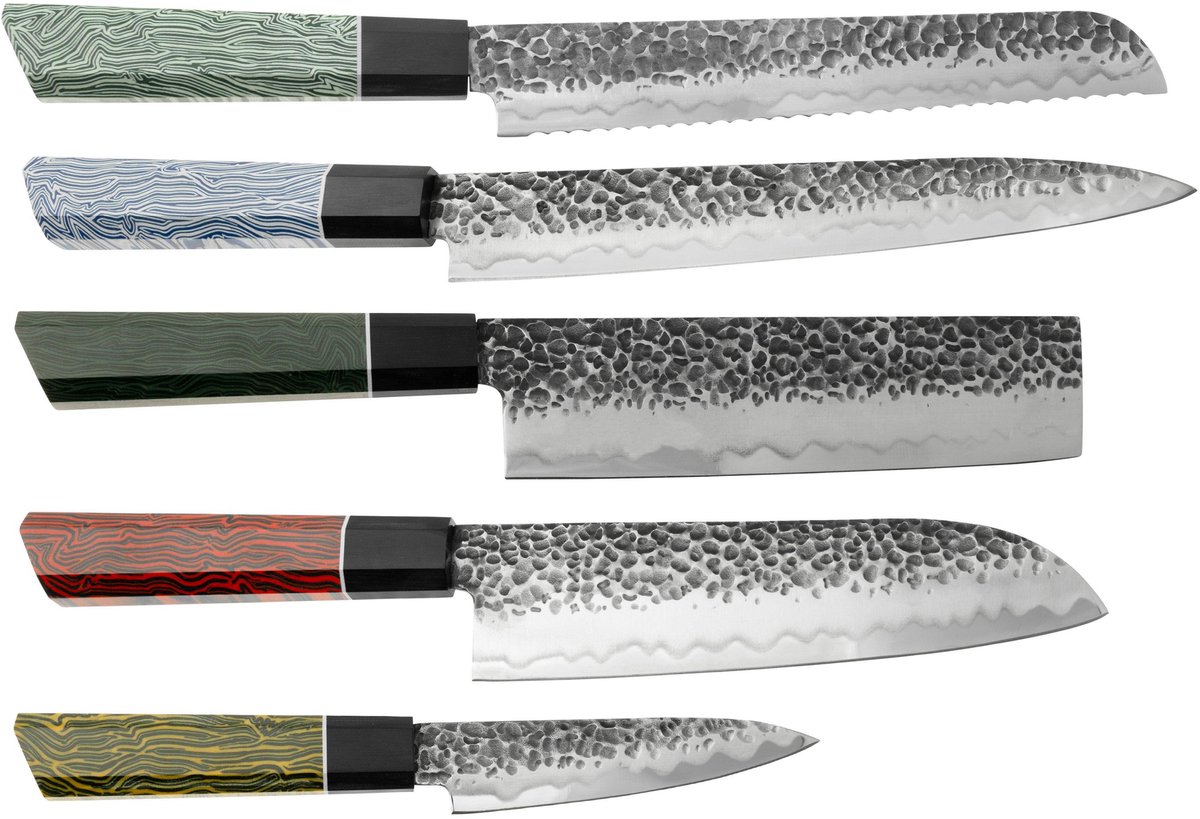 Eden Elements 5-delige Messenset, 2001-S01, Messenset met Broodmes, Sashimimes, Nakirimes, Santokumes en Officemes