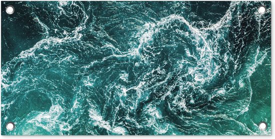 Tuinposter Oceaan - Water - Zee - Luxe - Groen - Turquoise - 60x30 cm - Tuindoek - Buitenposter