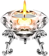 8 cm heldere kristallen diamanten kaarsenstandaard met sokkel theelichthouder helder glas diamantstandaard voor wooncultuur, bruiloften, diners, feesten, gerechten