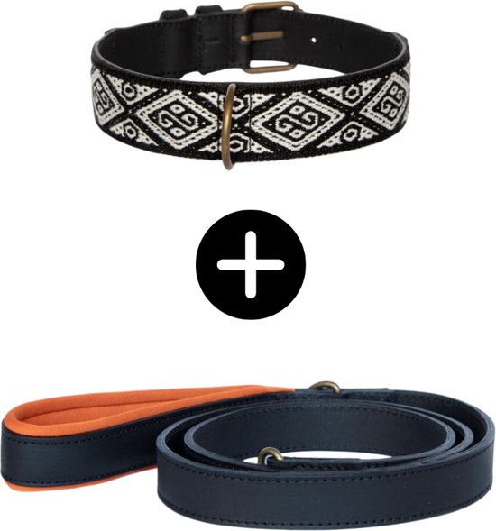 Dogs Love Munay | Hond | Halsband met riem | Yanasu Medium Zwart