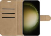 Samsung Galaxy S23 FE Bookcase hoesje - Just in Case - Effen Bruin - Kunstleer