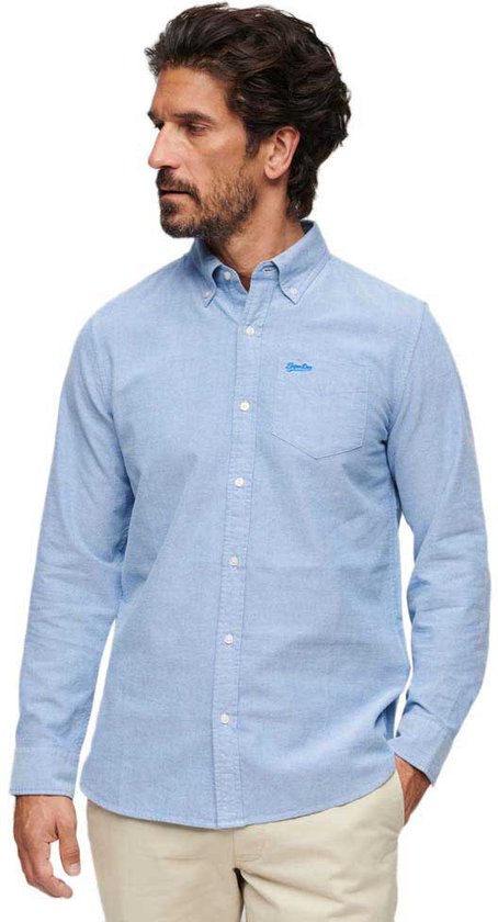 Superdry Cotton Oxford Shirt Met Lange Mouwen Blauw XL Man