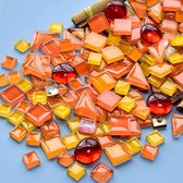 200g gemengde kleur kristal mozaïek tegels, kleine mini mozaïek tegel DIY Hobby's kinderen handgemaakte Crystal Craft voor Craft badkamer keuken woondecoratie DIY kunst projecten (oranje serie)