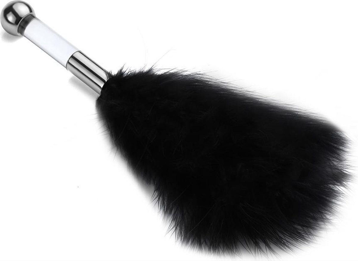 Goedkoopste Zwart/Zilver Sensuele Kietelaar Strelen - Erotische Teasing - Paarse Pluim voor Flirten, Strelen en BDSM - Partner Rollenspel - van Heble®