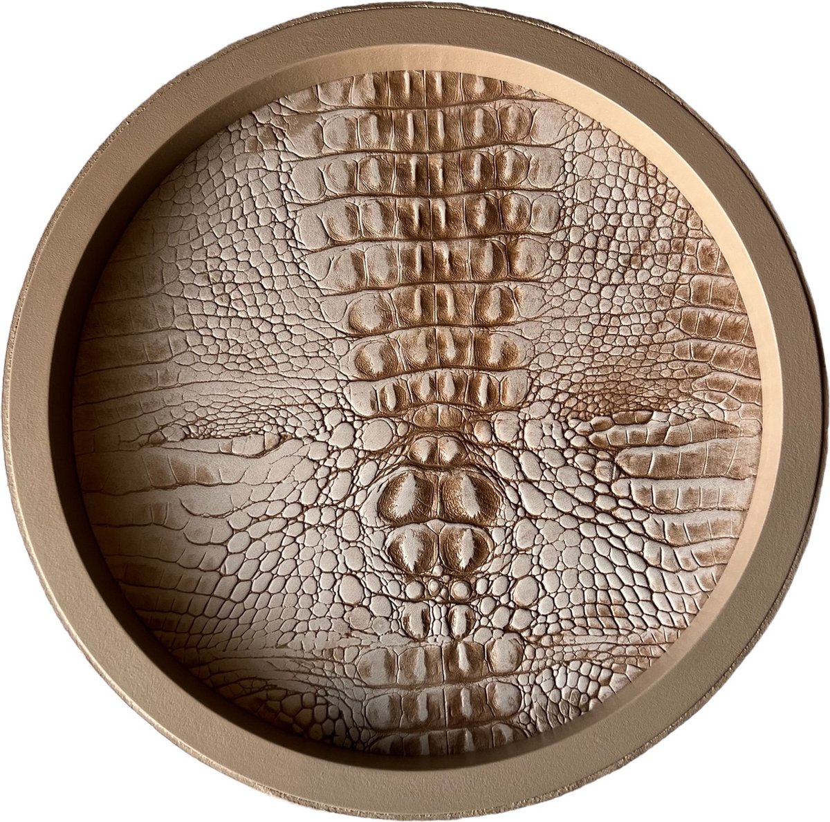 Cartello Home - Exclusieve Lederen Dienblad - Diameter 35cm - Echt Leer - Rond -Croco