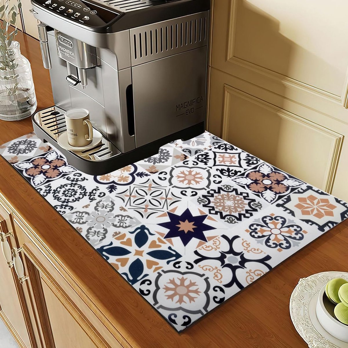 Goedkoopste Afdruipmat, servies, onderlegger, koffiezetapparaat, absorberende droogmat, 60 x 40 cm, sneldrogend, barmat, keukenmat voor koffiezetapparaat, keuken, gootsteen