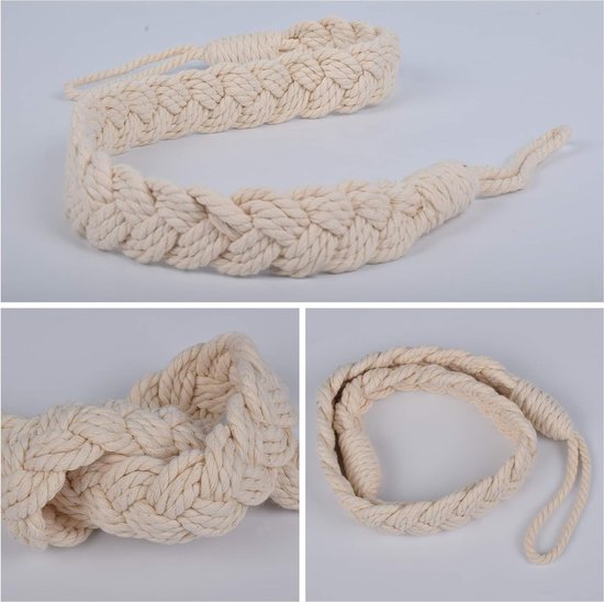 Set van 4 stuks Boho landelijke gordijnbinders met bal en kwastjes, decoratief touw binden ruggen raambekleding terughoudendheid gordijnhouders voor binnen buiten gordijn (type 9