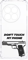 Cover Case Geschikt voor OnePlus 12 Telefoonhoesje met doorzichtige rand Pistol Don't Touch My Phone