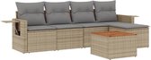 vidaXL - 6-delige - Loungeset - met - kussens - poly - rattan - beige