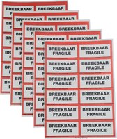 Ace Verpakkingen - Etiketten Stickers Breekbaar Rood Kader - 60 Etiketten - Labels - 100 × 47mm - Zonder lijmresten - Geschikt voor school/kantoor/verhuizen