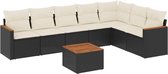 vidaXL - 8-delige - Loungeset - met - kussens - poly - rattan - zwart