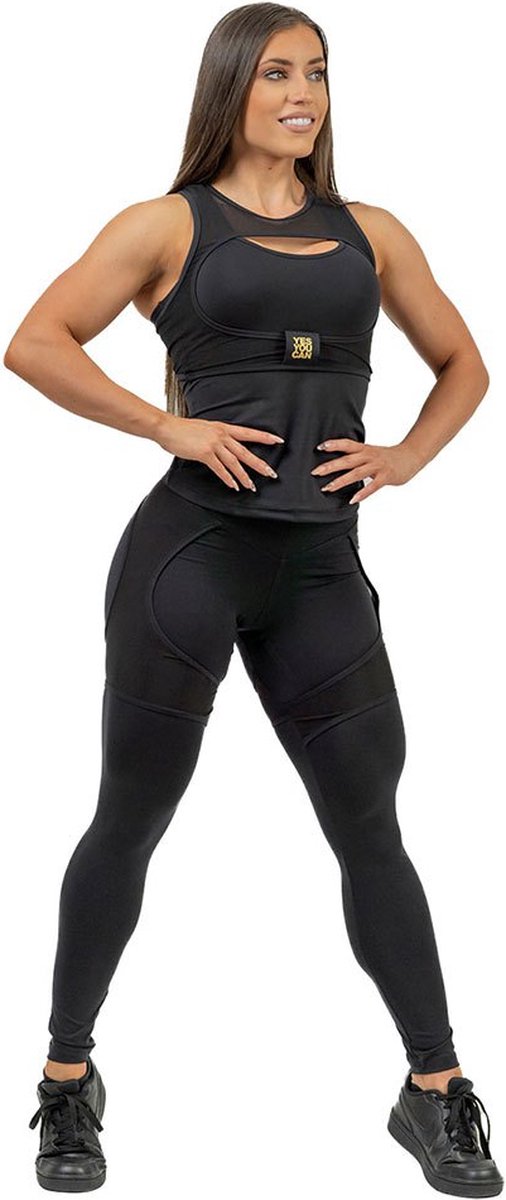 Nebbia Intense Mesh Gold Leggings Met Hoge Taille Zwart S Vrouw