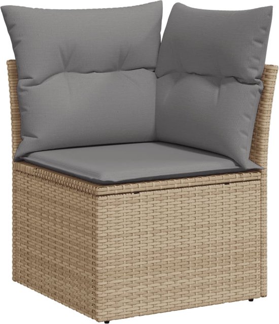 vidaXL - 11-delige - Loungeset - met - kussens - poly - rattan - gemengd - beige