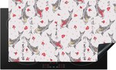 KitchenYeah® Inductie beschermer 89.6x51.6 cm - Vis - Koi - Bloemen - Patronen - Kookplaataccessoires - Afdekplaat voor kookplaat - Inductiebeschermer - Inductiemat - Inductieplaat mat - Keuken decoratie