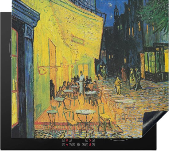 KitchenYeah® Inductie beschermer 60x52 cm - Caféterras bij nacht - Vincent van Gogh - Kookplaataccessoires - Afdekplaat voor kookplaat - Inductiebeschermer - Inductiemat - Inductieplaat mat