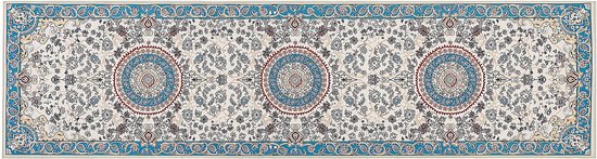 GORDES - Loper tapijt - Beige/Blauw - 80 x 300 cm - Polyester