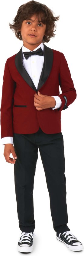 OppoSuits Hot Burgundy - Kids Tuxedo Smoking - Chique Outfit - Rood - Maat 4 Jaar