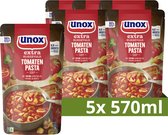 Unox Extra Rijkgevuld Soep In Zak - Tomaten Pasta - tomatensoep met extra gehaktballen, paprika en wortel - 5 x 570 ml