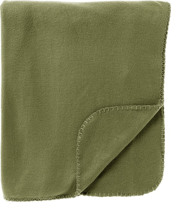 DEX - plaid 130x160 cm - fleece deken - zacht en dun - Olive Branch - groen