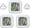 Mini-digitale thermometer hygrometer kamerthermometer, kamerthermometer, temperatuur- en luchtvochtigheidsmeter voor binnen, babykamer, woonkamer kantoor 3 stuks