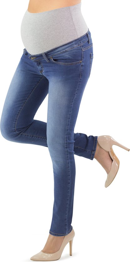 Foto: Mamsy milano basic zwangerschapsjeans 5 pocket slim fit licht blauw denim m