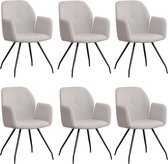 Bronx71® Scandinavische eetkamerstoel Frey gerecyclede stof grijs - Eetkamerstoelen set van 6